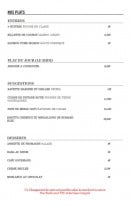 Carte et menu de L'Auberge du Moulin à Les Garennes sur Loire — Entrées, plats, desserts...