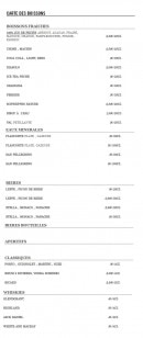Carte et menu de L'Auberge du Moulin à Les Garennes sur Loire — Boissons, bières, apéritifs...