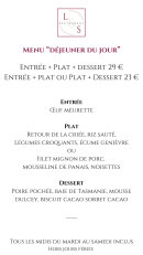 Carte et menu de Loire et Sens à Les Garennes sur Loire — Le menu déjeuner du jour