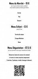 Carte et menu de Restaurant Le Moulin de l'Epinay à Mauges-sur-Loire — Le menu du marché, menu enfant et menu dégustation