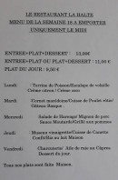 Menu La Halte - Exemple de menu de la semaine