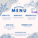 Carte et menu de Le Jardin De Varennes à Varennes sur Loire — Un exemple de menu de la semaine