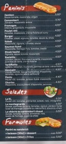 Menu Le cocorico - Les paninis, salades et formules