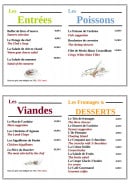 Menu Lunotel - Les entrées, poissons, viandes et desserts