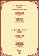 Menu Restaurant Bollywood Zaika - Les menus du midi