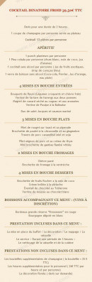 Menu L'antidote - Cocktail dinatoire froid 39,50 € TTC