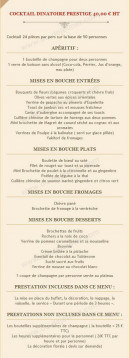 Menu L'antidote - Cocktail dinatoire froid et chaud 40 € HT