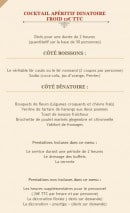 Menu L'antidote - Cocktail Apéritif dinatoire froid 11 € TTC