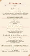 Menu L'antidote - Vin d’honneur 11 €