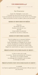Menu L'antidote - Vin d’honneur 14 €
