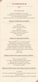 Menu L'antidote - Vin d’honneur 16 €