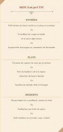 Menu L'antidote - Le menu 26.30€