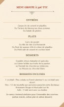 Menu L'antidote - Le menu groupe 32€