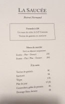 Menu La Saucée - Les menus