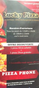 Menu Lucky Pizzas - carte et menu Lucky Pizzas Cherbourg