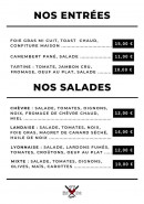 Carte et menu de Restaurant de Pré Salé le Mont-Saint-Michel à Beauvoir — Les entrées et salades