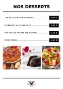 Carte et menu de Restaurant de Pré Salé le Mont-Saint-Michel à Beauvoir — Les desserts