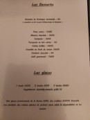 Menu Le Local - Les desserts, glaces