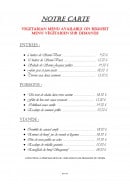 Carte et menu de Auberge du vieux chateau à Saint Sauveur le Vicomte — entrées, poissons, viandes