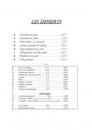 Carte et menu de Auberge du vieux chateau à Saint Sauveur le Vicomte — desserts, boissons