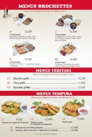 Menu Wafu - Menus brochettes, teriyaki et tempira