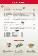 Menu Wafu - California maki, maki printemps, temaki, ...