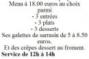 Menu La Renardière - Le menu à 18€