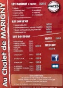 Menu Au chalet de marigny - Paninis, dwiches et boissons 