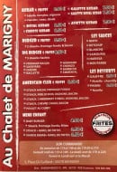 Menu Au chalet de marigny - Kebabs, burgers, sauces,...