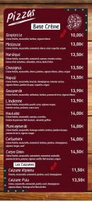 Carte et menu de Familia Mia à Hauteville sur Mer — Les pizzas base crème