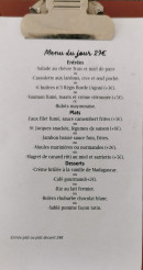 Carte et menu de Restaurant du bon vieux temps à Montmartin sur Mer — La carte