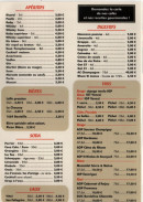 Carte et menu de Au Soleil d'Italie à Saint Hilaire du Harcouet — Les apéritifs, bières et vins, ...