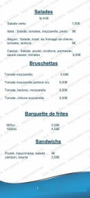 Menu L'ilot - salades, bruschettas, sandwiches