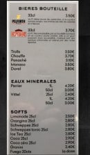 Menu Chez Greg - Bières bouteille, eaux et softs