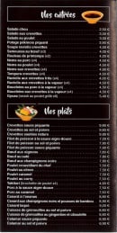 Menu Dragon King - Les entrées et plats