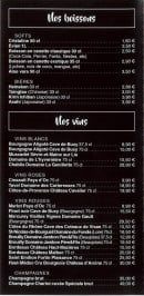 Menu Dragon King - Les boissons et vins