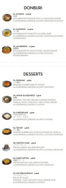 Menu Genki - Les desserts et donburi