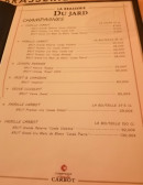Carte et menu de La Brasserie du Jard à Chalons en Champagne — Les champagnes
