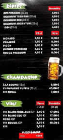 Carte et menu de Le bar à bò bún à Chalons en Champagne — Les bières, champagnes et vins