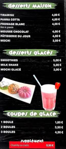 Carte et menu de Le bar à bò bún à Chalons en Champagne — Les desserts et coupes et glace