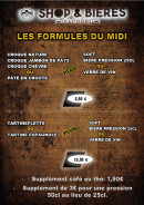 Carte et menu de Shop & Bières Sacobri à Chalons en Champagne — Les formules du midi