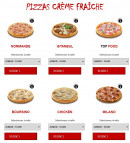 Menu Top food - Les pizzas crème fraiche