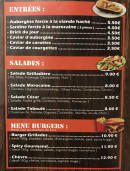 Menu La Grilladière - Les entrées, salades et menus burgers