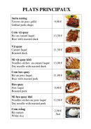 Menu Viet Quan - Les plats principaux suite