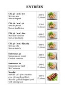 Menu Viet Quan - Les entrées