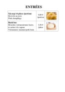 Menu Viet Quan - Les entrées suite