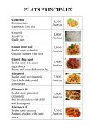 Menu Viet Quan - Les plats principaux suite
