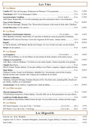 Carte et menu de La Billetterie à Ville en Tardenois — Les vins et digestifs
