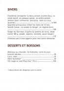 Menu Au Petit Fourneau - Divers, desserts et boissons