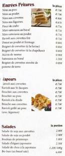 Menu Lotus - Les entrées fritures, vapeurs et salades